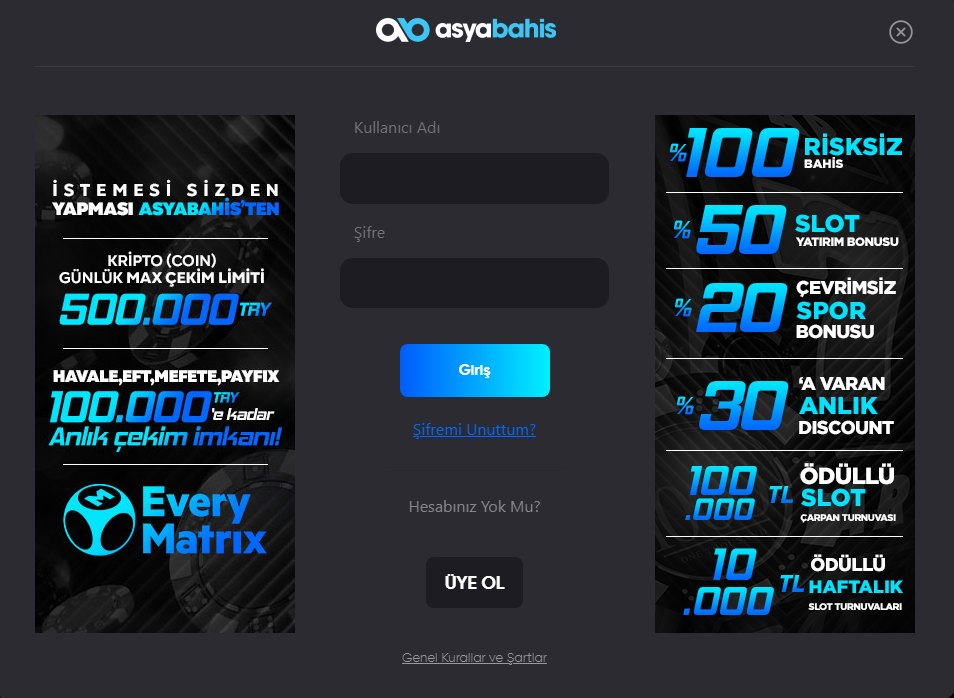 Asyabahis Casino Giriş Sekmesi