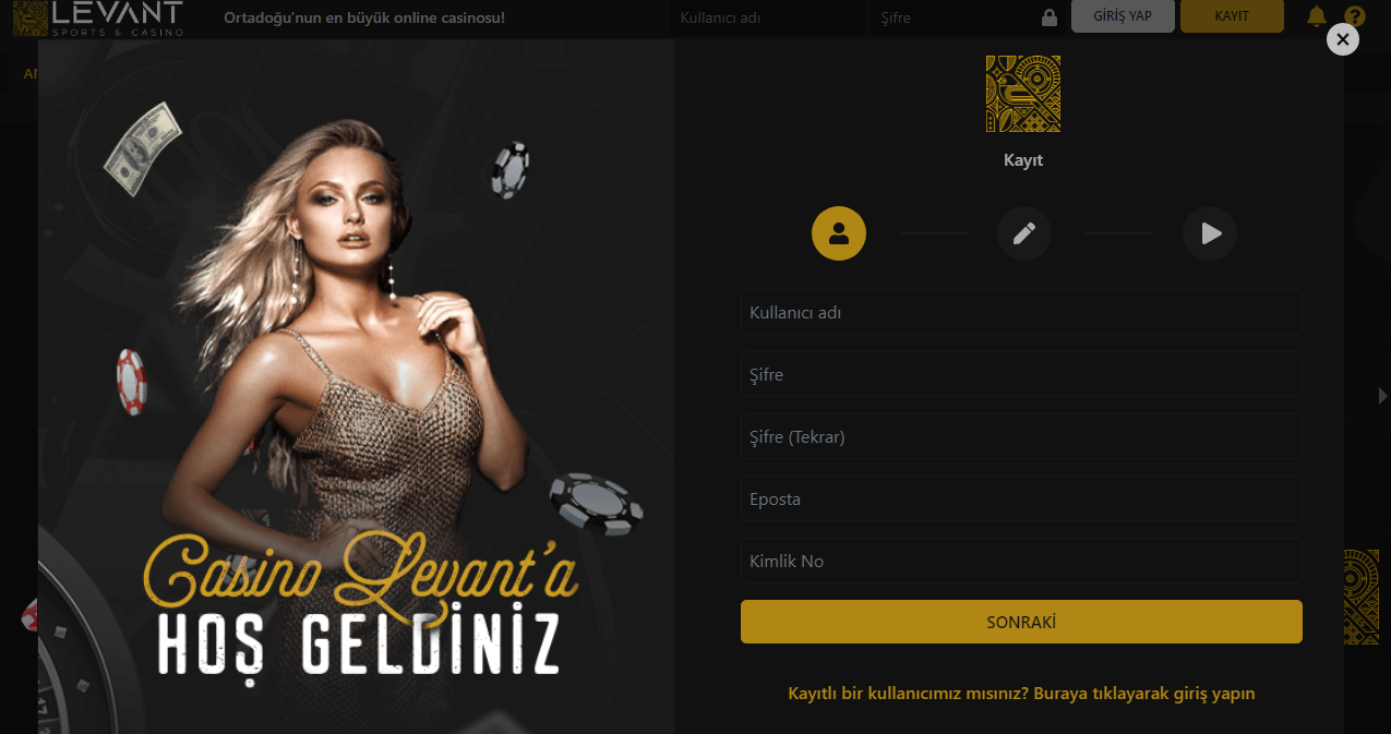 Casinolevant Kayıt Sayfası
